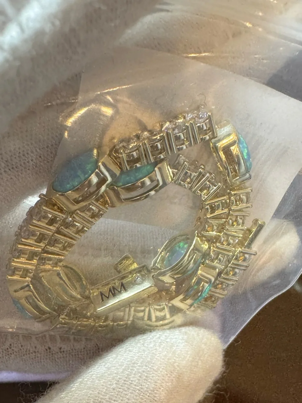 Melinda Maria Gold Bracelet with Blue Opal and Diamondette Stones